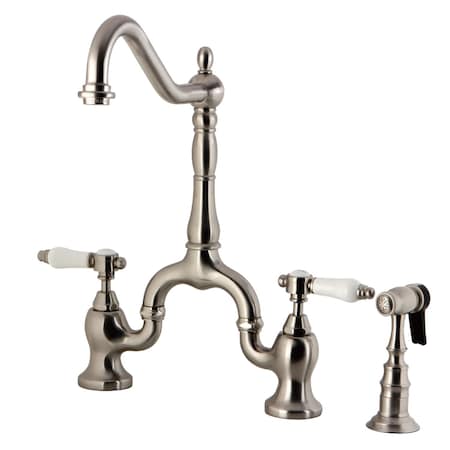 Kingston Brass KS7758BPLBS Bridge Kitchen Faucet with Brass Sprayer, Brushed Nickel KS7758BPLBS